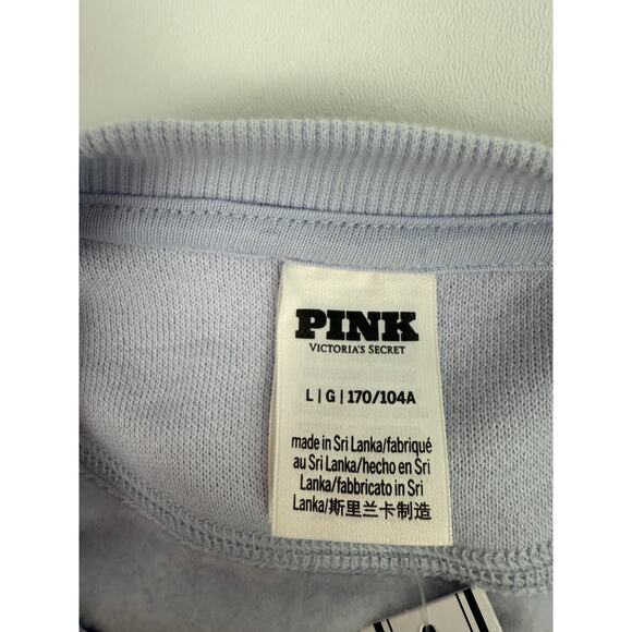 Victoria's Secret PINK Ivy Fleece Classic Crew Neck Blue Sweatshirt  Size L - Picture 6 of 10